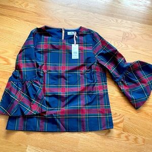 Vineyard Vines Jolly Plaid Bell Sleeve Top